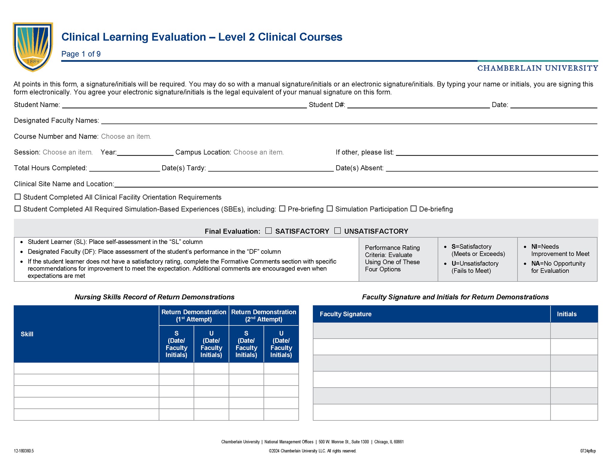 Picture of Clinical Learning Evaluation - Level 2 Clinical Courses (Interactive Electronic Only)